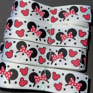 Grosgrain Ribbon 7/8” 5 yards 5/$20 Minnie Mouse ears headband bow polka dot